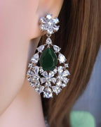 Royal Cluster CZ Teardrop Necklace Set Indian Bridal Jewelry Noor