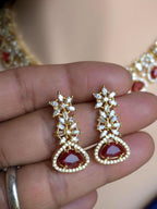 CZ Teardrop Necklace Set Multicolor Indian Bridal Jewelry Gulnar