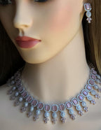 CZ Choker Necklace Set Pink Green Red Indian Bridal Jewelry Jiya