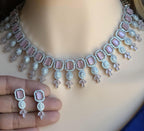 CZ Choker Necklace Set Pink Green Red Indian Bridal Jewelry Jiya