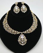 Royal Cluster CZ Teardrop Necklace Set Indian Bridal Jewelry Noor