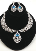 Royal Cluster CZ Teardrop Necklace Set Indian Bridal Jewelry Noor
