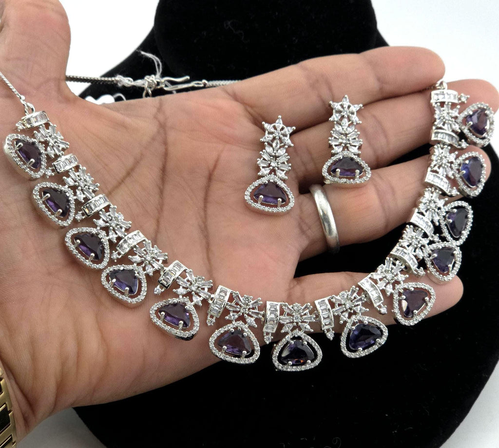 CZ Teardrop Necklace Set Multicolor Indian Bridal Jewelry Gulnar