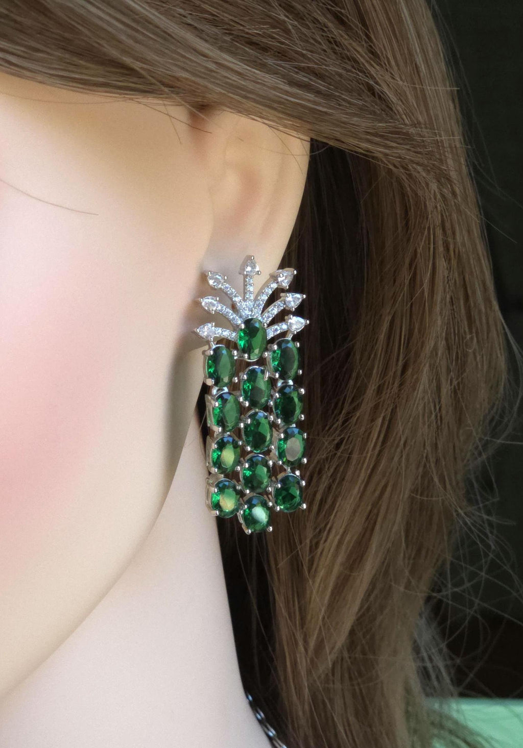 Emerald Green Multi-Row Collar Choker Necklace Set Bridal CZ Jewelry Anaya