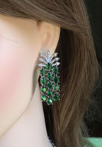 Emerald Green Multi-Row Collar Choker Necklace Set Bridal CZ Jewelry Anaya