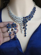 Floral CZ Bridal Necklace Set Indian Pakistani Wedding Jewelry Ruhi