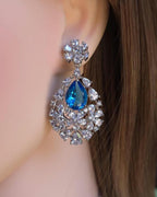 Royal Cluster CZ Teardrop Necklace Set Indian Bridal Jewelry Noor
