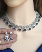 CZ Teardrop Necklace Set Multicolor Indian Bridal Jewelry Gulnar