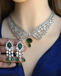 Emerald Green CZ Collar Necklace Set Bridal Evening Jewelry Rania