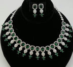 CZ Choker Necklace Set Pink Green Red Indian Bridal Jewelry Jiya