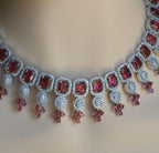 CZ Choker Necklace Set Pink Green Red Indian Bridal Jewelry Jiya