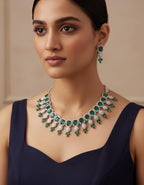 CZ Choker Necklace Set Pink Green Red Indian Bridal Jewelry Jiya