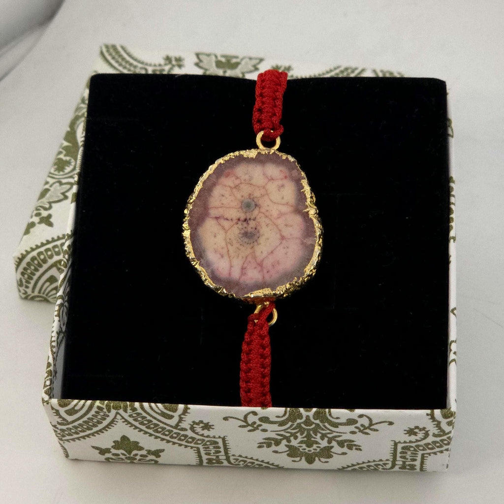 Natural Agate Slice Rakhi Bracelet Handmade Gemstone Raksha Bandhan Gift Tara