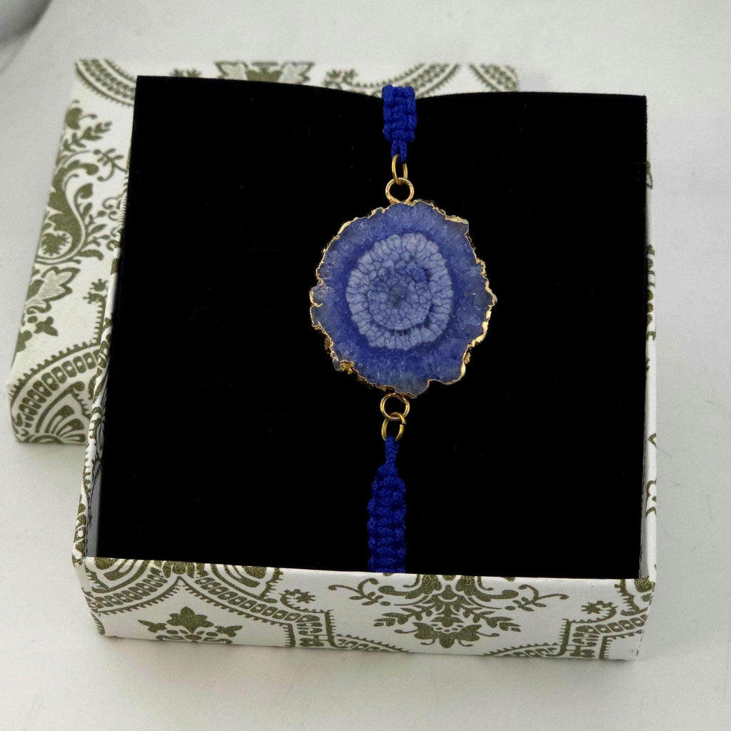 Natural Agate Slice Rakhi Bracelet Handmade Gemstone Raksha Bandhan Gift Tara