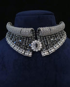 Blue Black Bridal Choker Necklace Set CZ Statement Collar Indian Pakistani Wedding Jewelry Nisha