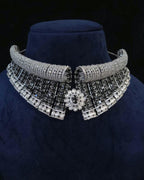 Blue Black Bridal Choker Necklace Set CZ Statement Collar Indian Pakistani Wedding Jewelry Nisha