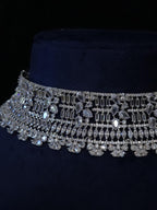 Luxury CZ Choker Necklace Set Rhodium Crystal Silver Statement Bridal Wedding Jewelry Zoya