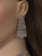 Luxury CZ Choker Necklace Set Rhodium Crystal Silver Statement Bridal Wedding Jewelry Zoya