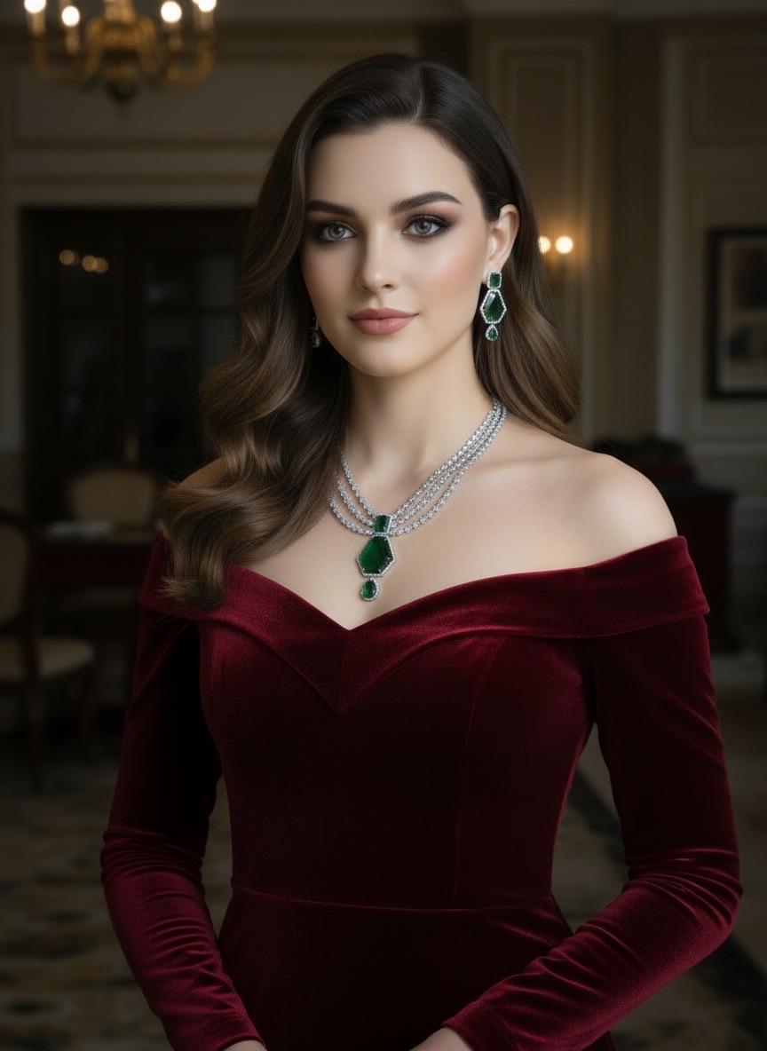 Multi Strand CZ Bridal Necklace Set | Sapphire Emerald Ruby Indian Pakistani Wedding Jewelry – Nalini