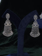 Luxury Silver CZ Choker Necklace Set Premium Rhodium Plated Bridal Indian Wedding Jewelry Ariana