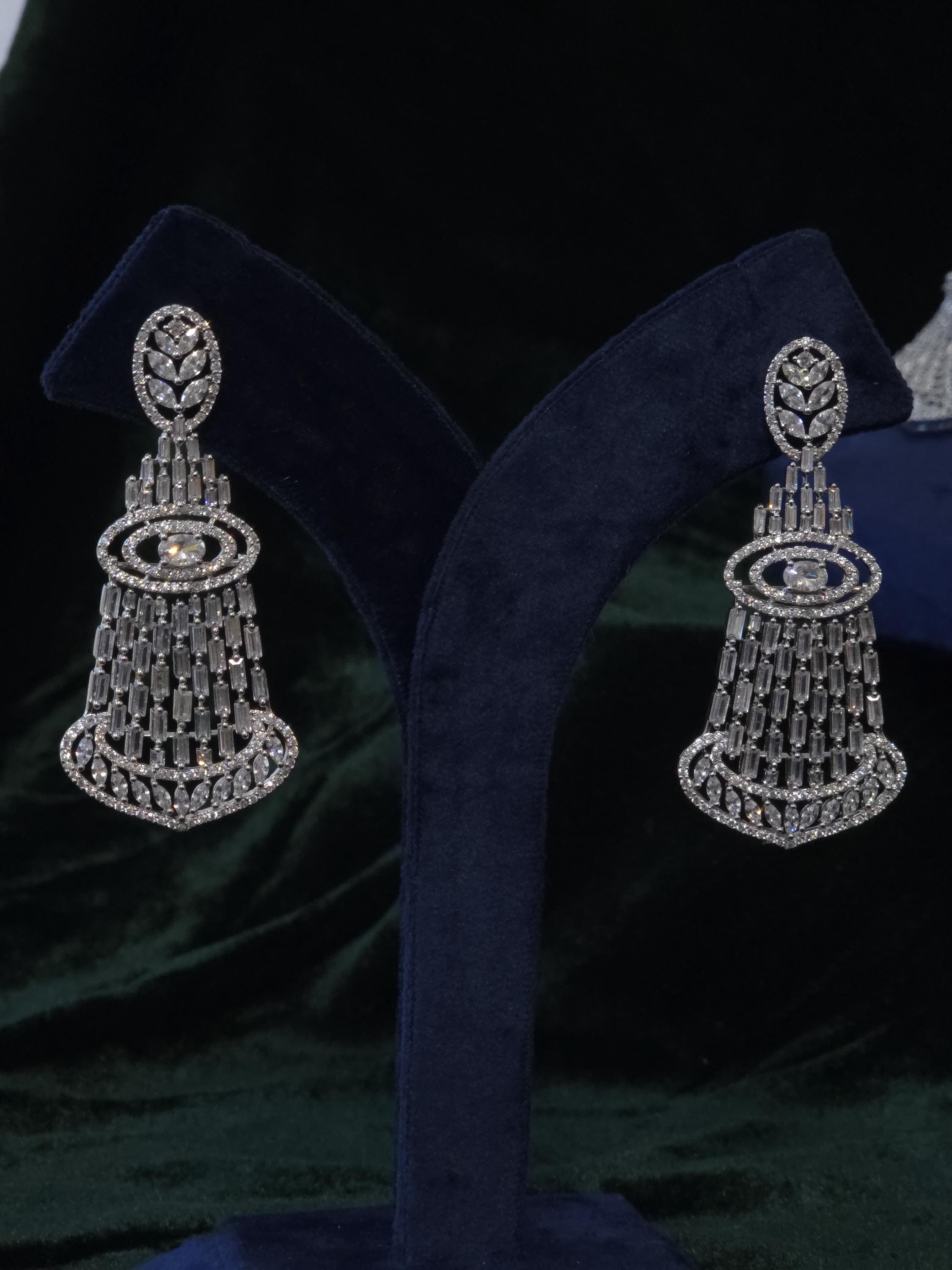 Luxury Silver CZ Choker Necklace Set Premium Rhodium Plated Bridal Indian Wedding Jewelry Ariana