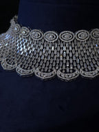 Luxury Silver CZ Choker Necklace Set Premium Rhodium Plated Bridal Indian Wedding Jewelry Ariana