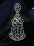 Luxury Silver CZ Choker Necklace Set Premium Rhodium Plated Bridal Indian Wedding Jewelry Ariana