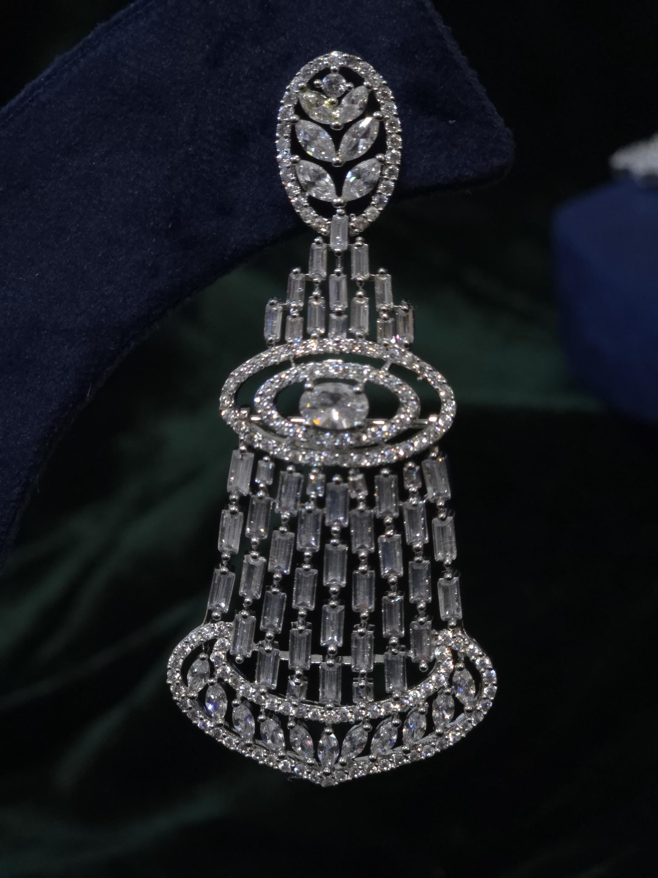 Luxury Silver CZ Choker Necklace Set Premium Rhodium Plated Bridal Indian Wedding Jewelry Ariana