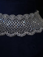 Luxury Silver CZ Choker Necklace Set Premium Rhodium Plated Bridal Indian Wedding Jewelry Ariana