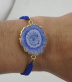 Natural Agate Slice Rakhi Bracelet Handmade Gemstone Raksha Bandhan Gift Tara