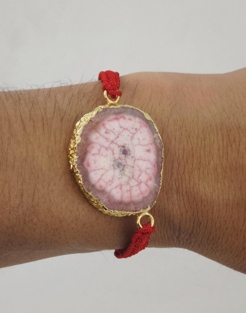 Natural Agate Slice Rakhi Bracelet Handmade Gemstone Raksha Bandhan Gift Tara