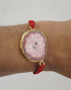 Natural Agate Slice Rakhi Bracelet Handmade Gemstone Raksha Bandhan Gift Tara