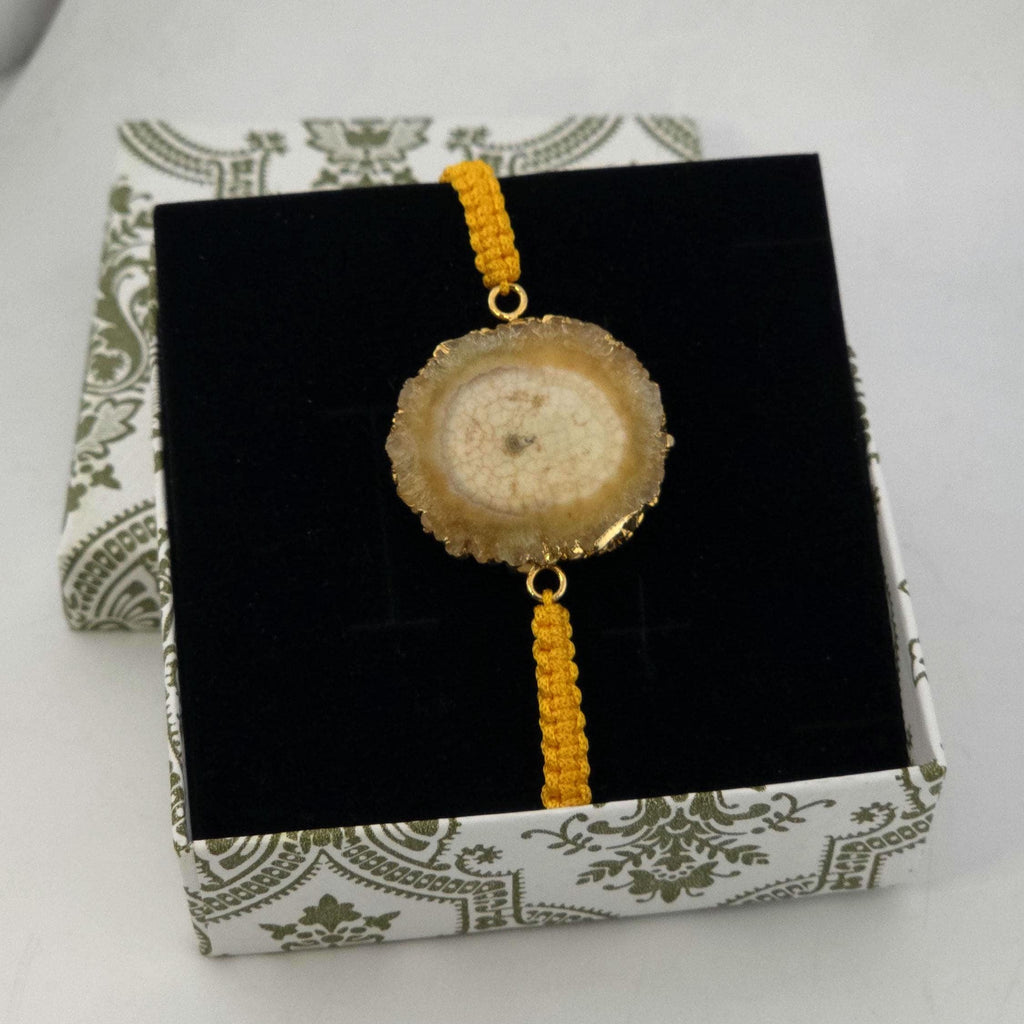Natural Agate Slice Rakhi Bracelet Handmade Gemstone Raksha Bandhan Gift Tara