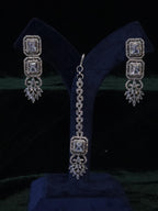 Silver CZ Bridal Necklace Set with Maang Tikka Indian Pakistani Wedding Jewelry Sitara