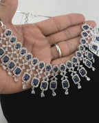 Multicolor CZ Bridal Necklace Set | Indian Pakistani Wedding Jewelry, Royal Blue Statement – Kavya