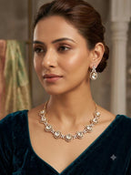 Gold Tone Kundan Polki CZ Necklace Set | Indian Pakistani Bridal Wedding Jewelry – Chanda