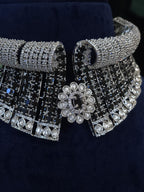 Blue Black Bridal Choker Necklace Set CZ Statement Collar Indian Pakistani Wedding Jewelry Nisha