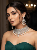 Pearl CZ Bridal Choker Set Indian Pakistani Wedding Necklace Nikah Walima Jewelry Moti