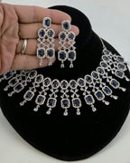 Multicolor CZ Bridal Necklace Set | Indian Pakistani Wedding Jewelry, Royal Blue Statement – Kavya