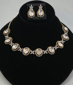 Gold Tone Kundan Polki CZ Necklace Set | Indian Pakistani Bridal Wedding Jewelry – Chanda