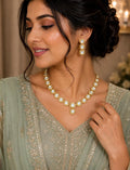 Polki CZ Graduated V-Necklace & Triple Drop Earring Set – Safaa