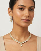 Polki CZ Graduated V-Necklace & Triple Drop Earring Set – Safaa