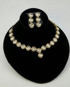 Polki CZ Graduated V-Necklace & Triple Drop Earring Set – Safaa