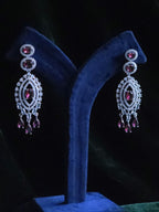 Ruby CZ Multi-Row Bib Choker, Marquise Drop Earring & Maang Tikka Bridal Set – Laali