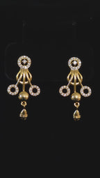 video showcasing Gold-plated CZ fringe pendant necklace and matching bell drop earrings set