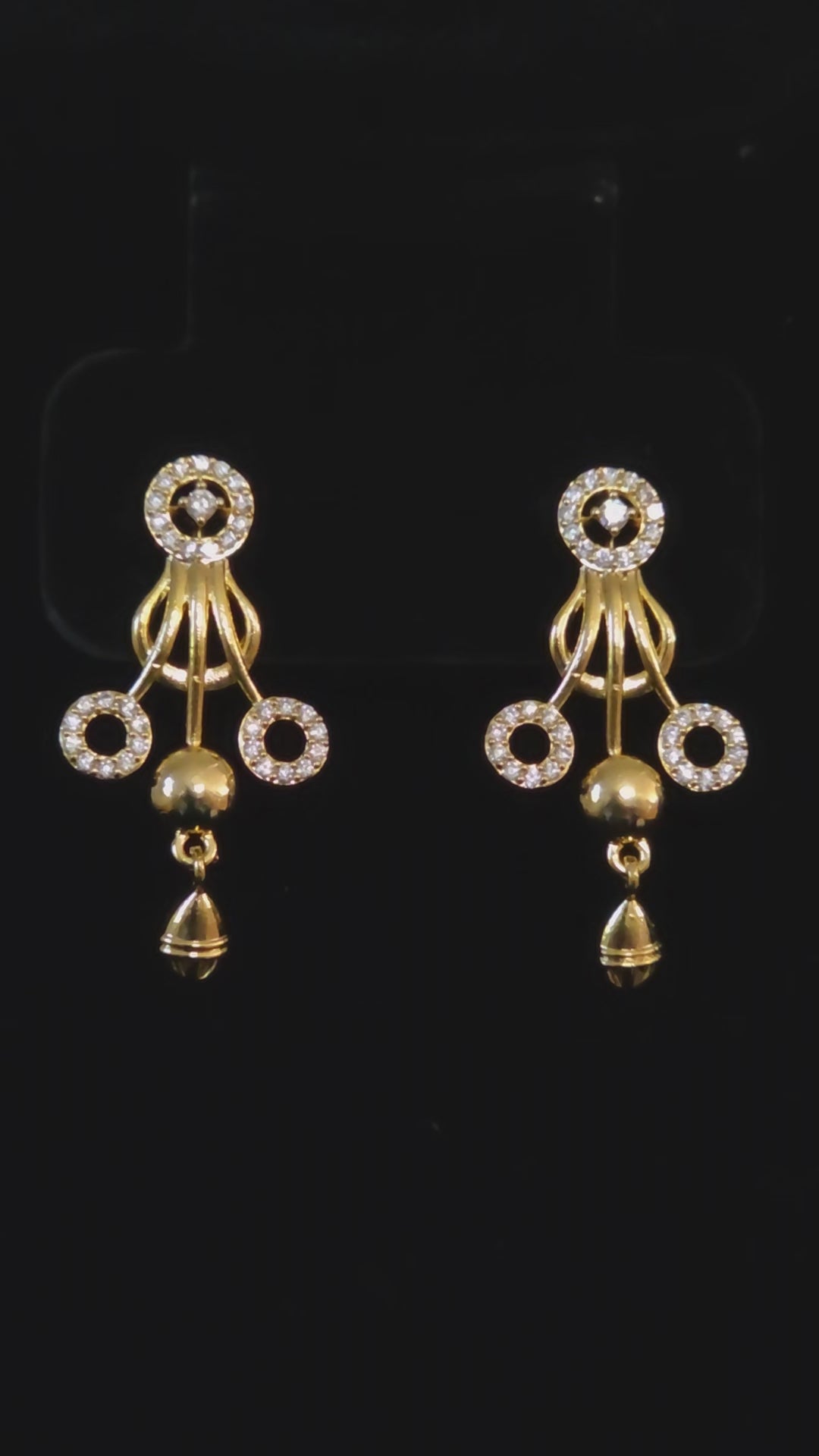 video showcasing Gold-plated CZ fringe pendant necklace and matching bell drop earrings set