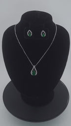 Teardrop CZ Pendant Necklace and Earrings Set, Silver-Tone Crystal Jewelry
