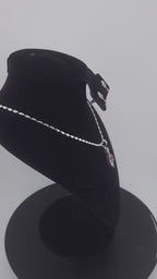 CZ Pendant Necklace Set – Red & Blue Stone, Minimalist Jewelry