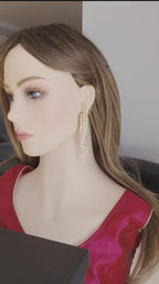 Gold CZ Multi-Strand Dangle Earrings – Bridal Statement Drops