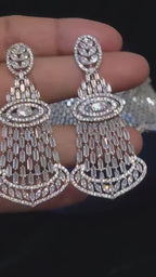 Luxury Silver CZ Choker Necklace Set Premium Rhodium Plated Bridal Indian Wedding Jewelry Ariana